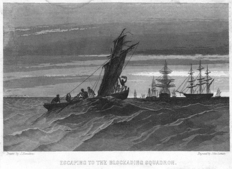 Escaping to the blockading squadron.