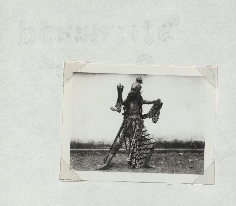 Battle dances, Yogyakarta: Male dancers with weapons, possibly in  Wirèng (battle dance)