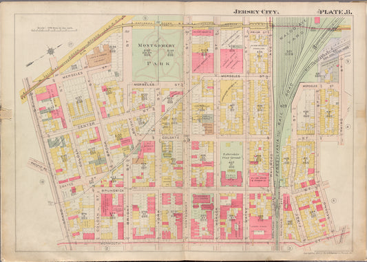 Jersey City, V. 1, Double Page Plate No. 8 [Map bounded by Prior St., 3rd St., Monmouth St., Grand St.]