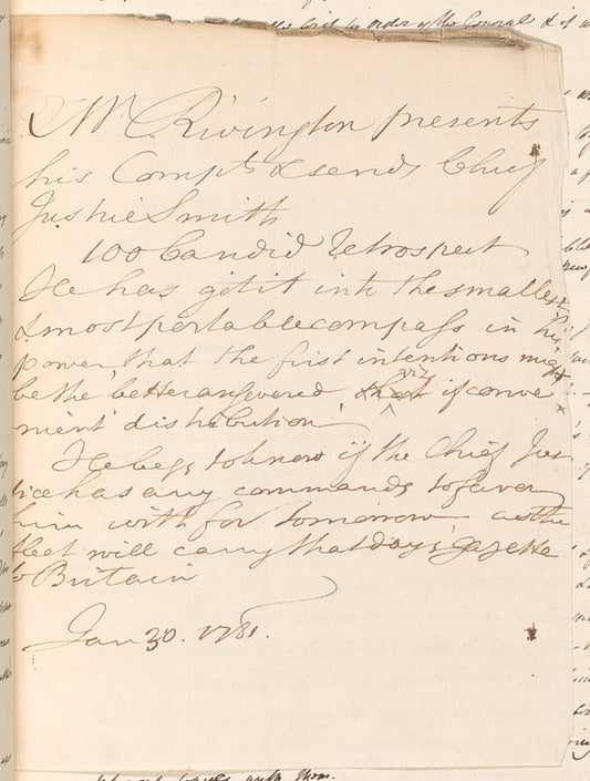 Notes from James Rivington to William Smith Jr