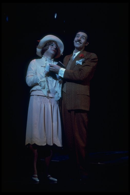 Actors (L-R) M. O'Haughey & Jerry Orbach in scene fr. the original Broadway production of the musical "Chicago." (New York)
