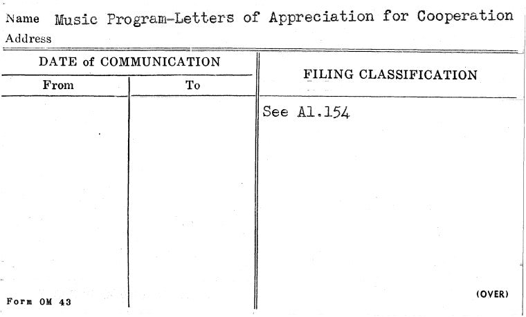 Music Program-Letters of Appreciation for Cooperation