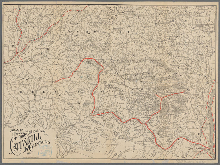 Map showing the only all rail route to the Catskill Mountains