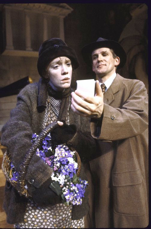 Actors Madeleine Potter & Anthony Heald in a scene fr. the Roundabout Theatre's production of the play "Pygmalion." (New York)