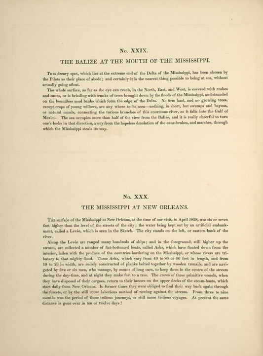 No. XXIX. The Balize at the mouth of the Mississippi; No. XXX. The Mississippi at New Orleans