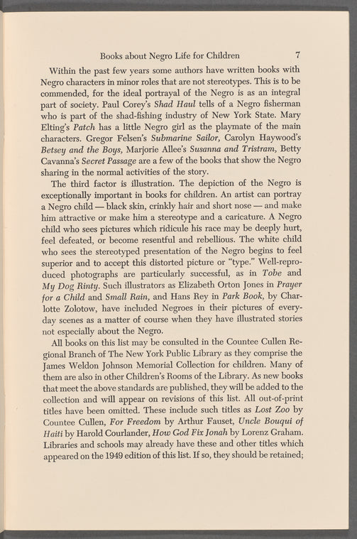 Books about Negro Life for Children