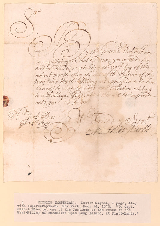 Letter from Matthias Nicolls to Elbert Elberts