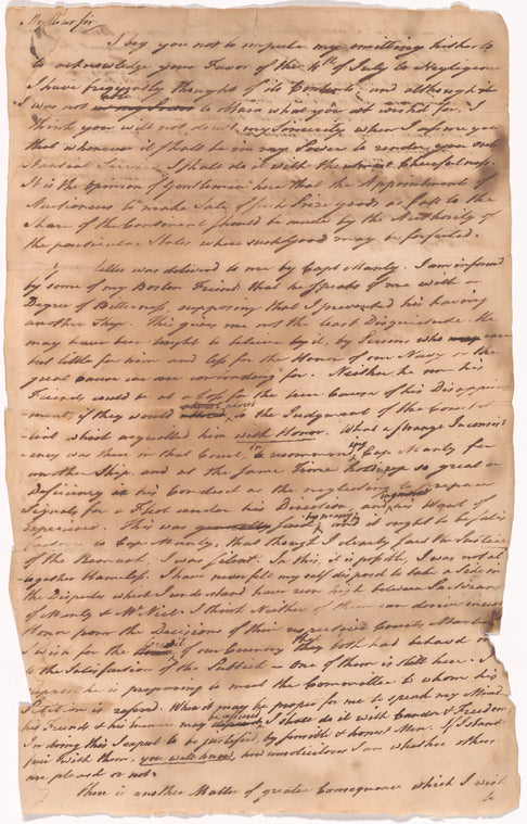 Letter to an unidentified correspondent