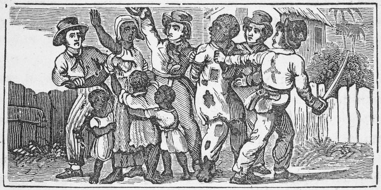 A black family being separated