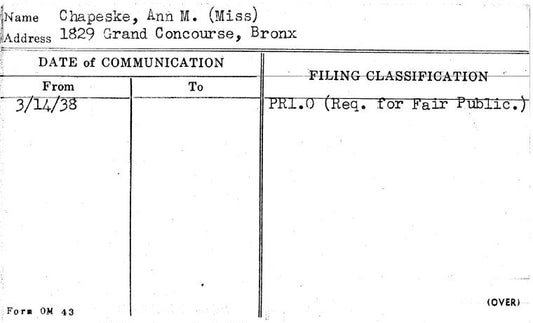 Chapeske, Ann M. (Miss)