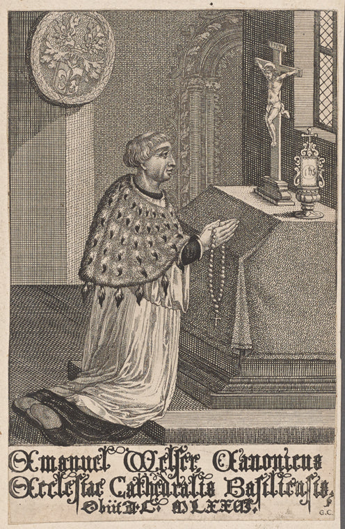 Emanuel Welser Canonius Ecclestar Cathedralis Basilicatis Obiit MLXXVI