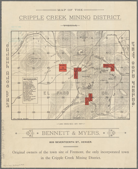 Map of the Cripple Creek Mining District