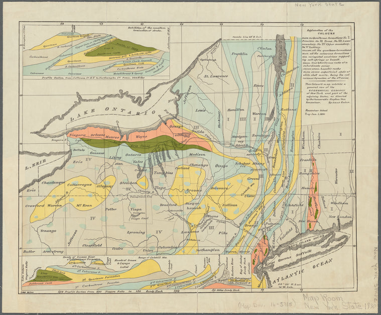 This colour'd map exhibits a general view of the economical geology of New York and part of the adjoining states: as directed by the Honourable Stephen Van Rensselaer
