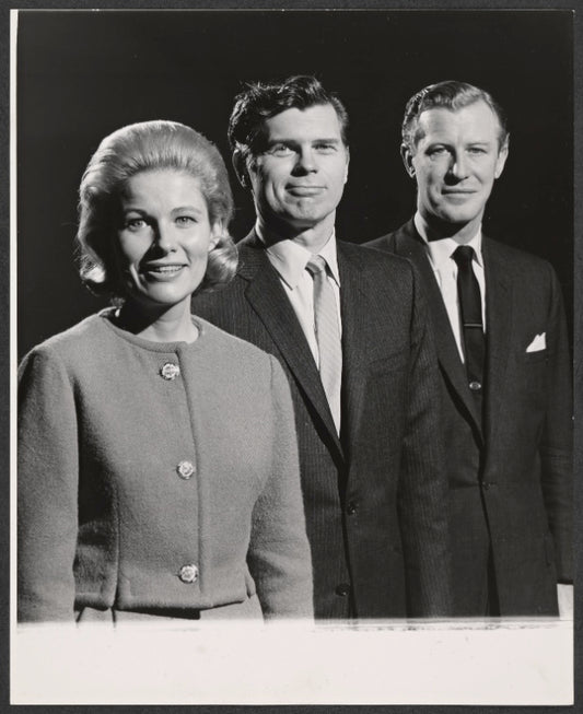 Nancy Olson, Barry Nelson and Edward Mulhare in the stage production Mary, Mary