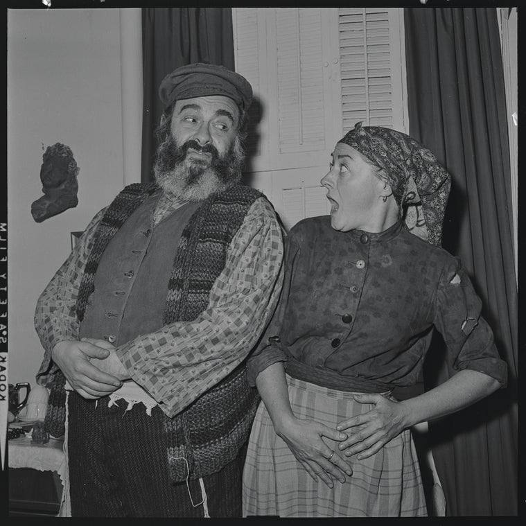 Paul Lipson and Mimi Randolph in publicity photo for the stage production Fiddler on the Roof