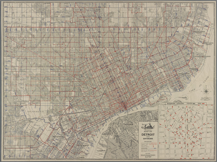 New National authentic map of Detroit and environs