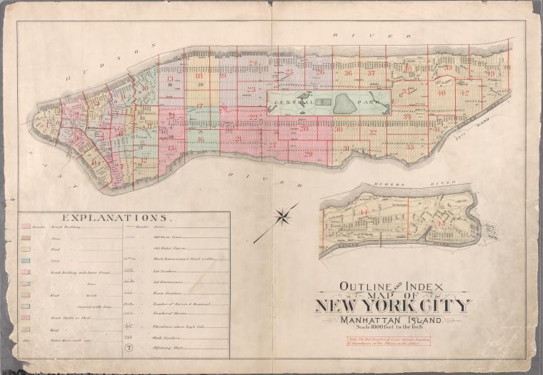 Outline and Index Map of Atlas of New York City : : Manhattan Island