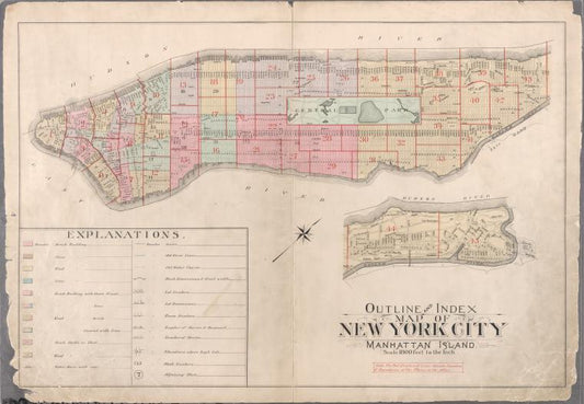 Outline and Index Map of Atlas of New York City : : Manhattan Island