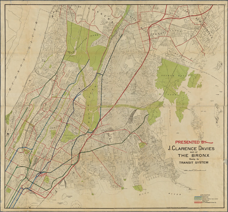 Map of the Bronx, showing the transit system.