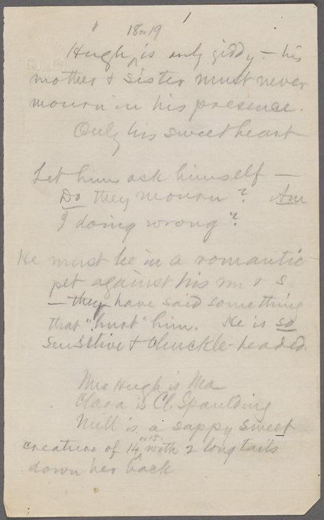 [Simon Wheeler, Detective]. Holograph notes.