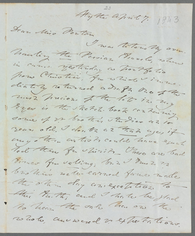 Charles Kelsall to Jane Porter, autograph letter signed