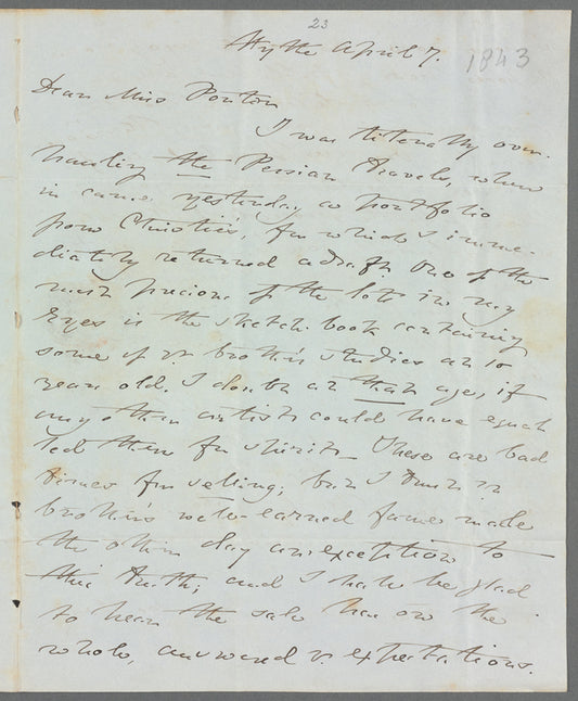 Charles Kelsall to Jane Porter, autograph letter signed