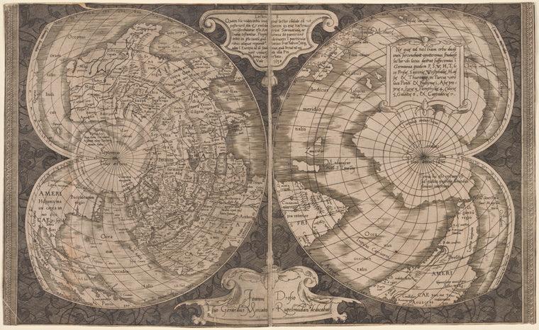 World map on double cordiform projection
