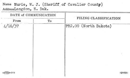 Murie, W.J. (Sheriff of Cavalier County)