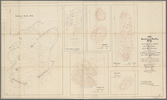 1889, Larchmont Harbor, N.Y.: Vicinity of harbor from U.S. C. S., scale 1:12,500; General map of harbor, scale 1:3,000;  Detailed maps of four rocks, scale 1:300
