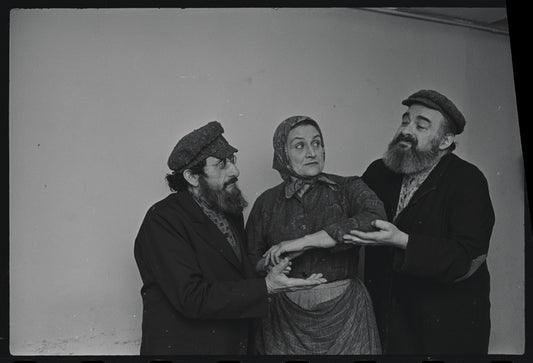 Jan Peerce, Mimi Randolph and Paul Lipson in publicity for the stage production Fiddler on the Roof