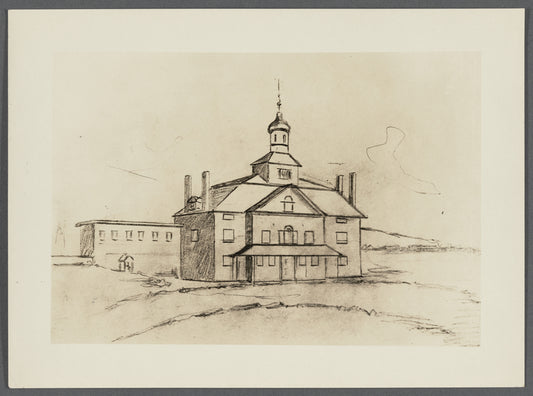 Drawing of Queens Co. Courthouse. Taken down about 1875. North Hempstead