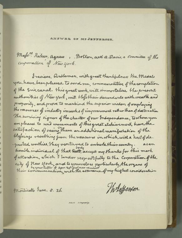 Answer of Mr. Jefferson.