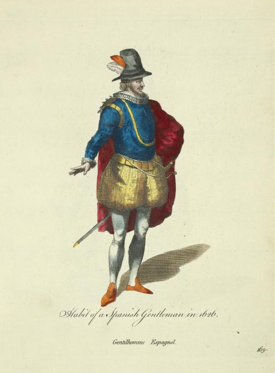 Habit of a Spanish gentleman in 1626. Gentilhomme Espagnol.