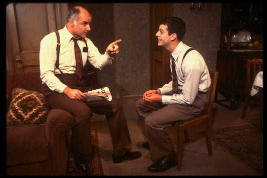 Actors (L-R) Peter Michael Goetz & Patrick Breen in a scene fr. the first replacement cast of the Broadway play "Brighton Beach Memoirs." (New York)