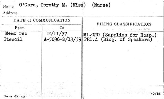 O'Gara, Dorothy M. (Miss) (Nurse)