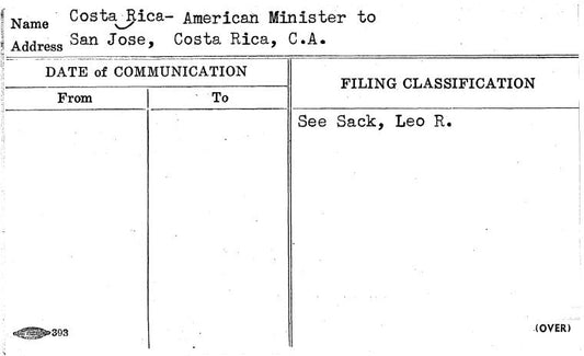 Costa Rica- American Minister to