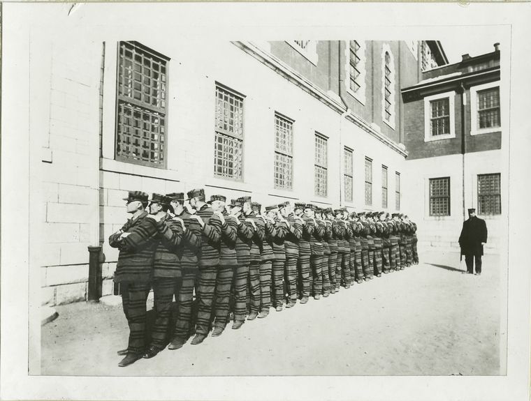 Line of prisoners at Sing Sing Prison.