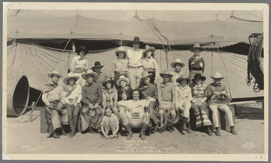 Portrait of Tom Mix and his Cowboys and Cowgirls
