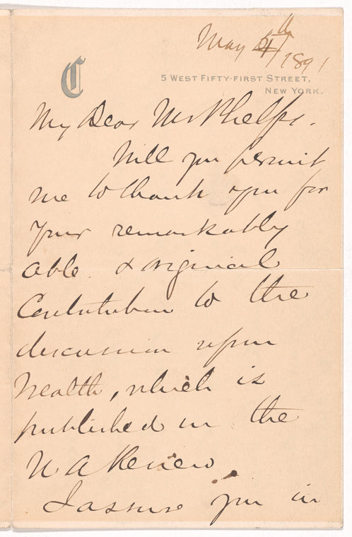 Letter from Andrew Carnegie to Mr. Phelps, about "Scotch"