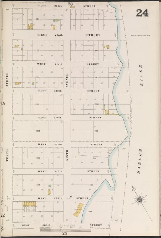 Manhattan, V. 12, Plate No. 24 [Map bounded by W. 216th St., Harlem River, W. 208th St., 10th Ave.]