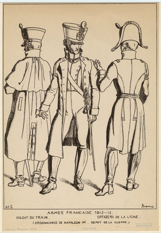 Armee francaise, 1812-15: Soldat du train, officiers de la ligne
