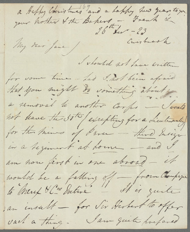 Henry Gill to Jane Porter, autograph letter signed