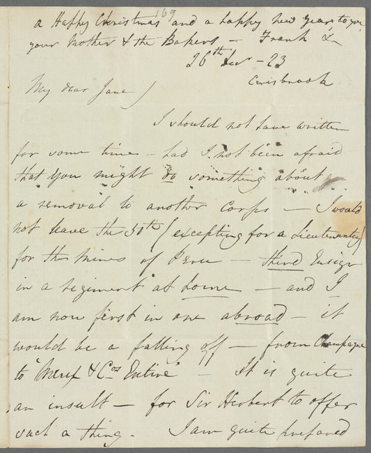 Henry Gill to Jane Porter, autograph letter signed