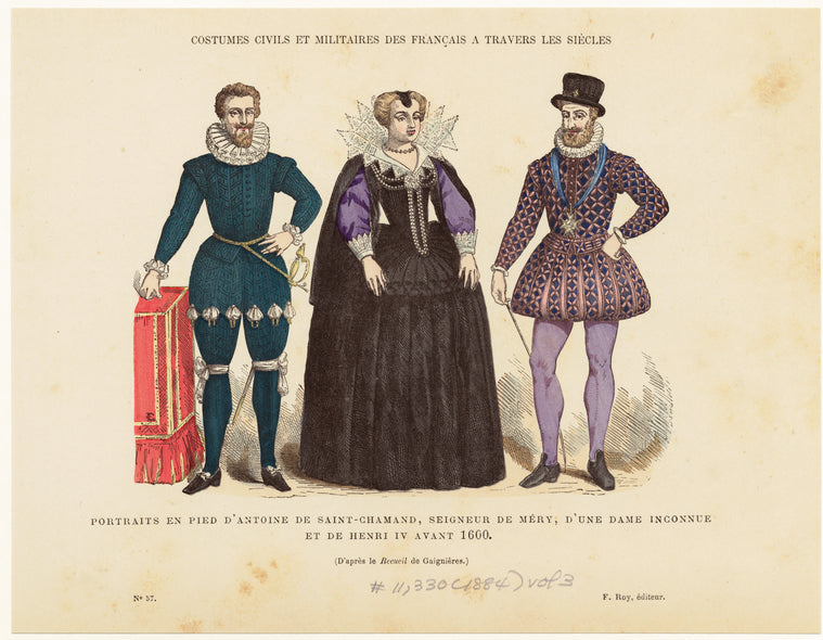 Portraits en pied d'Antoine de Saint-Chamand, seigneur de Méry, d'une dame inconnue et de Henri IV avant 1600