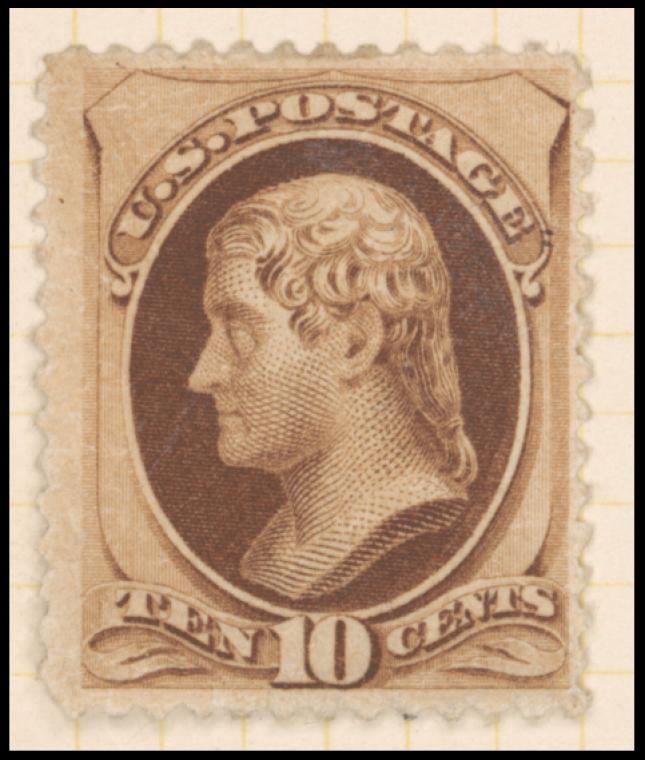 10c brown Jefferson single