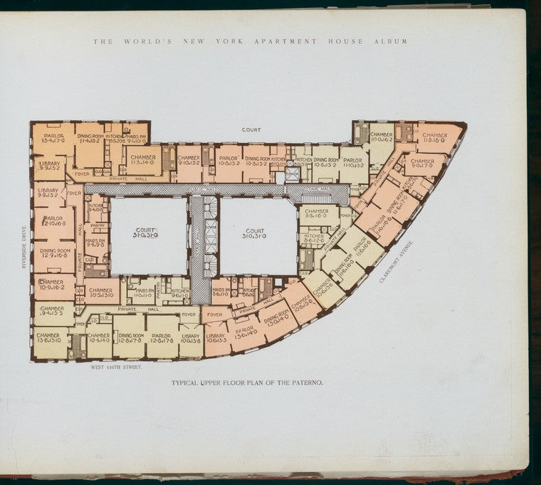 Typical upper floor plan of the Paterno.