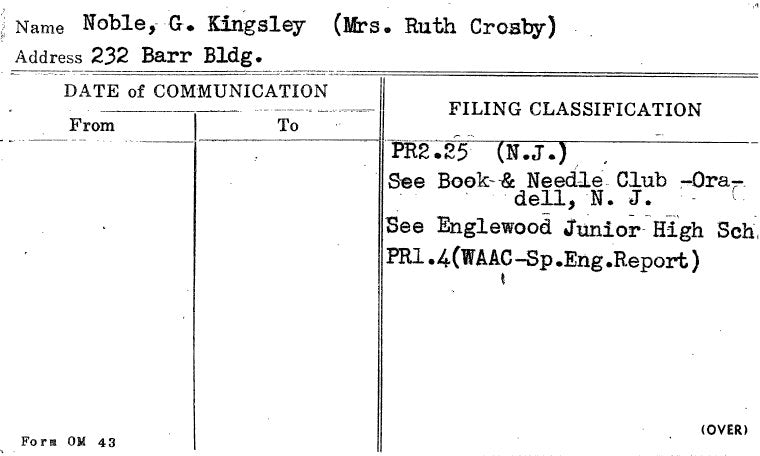 Noble, G. Kingsley (Mrs. Ruth Crosby)