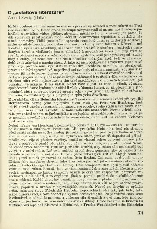 O 'asfaltové literatuře' (Haifa)