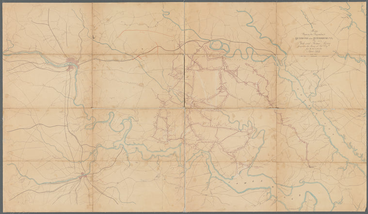 Map showing the approaches to Richmond and Petersburg Va. via York and James Rivers: compiled in the Bureau of Topl. Engrs. from the best authorities, April 1862