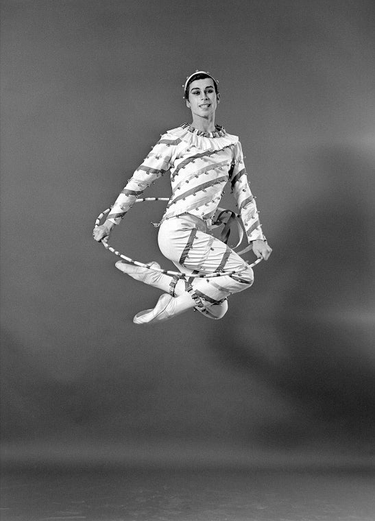 John Prinz as a Candy Cane (Hoops), in a New York City Ballet production of "The Nutcracker."